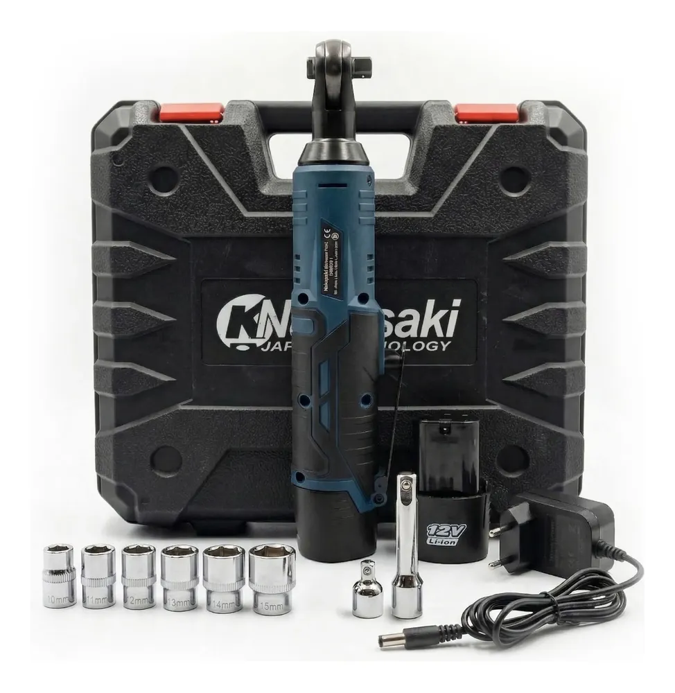 Chave De Catraca Elétrica Sem Fio 3/8 2 Baterias 12v 45n.m