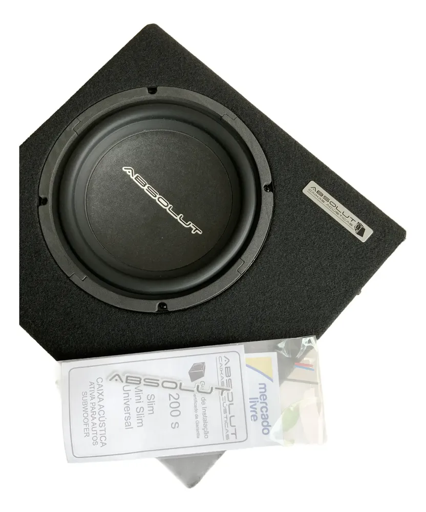 Caixa Mini Slim Subwoofer 8 Pol Amplificada Automotiva
