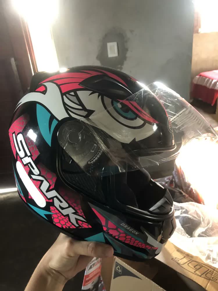 foto de Capacete Integral EBF New Spark Dragon Esportivo Rosa com Narigueira (56 cm)