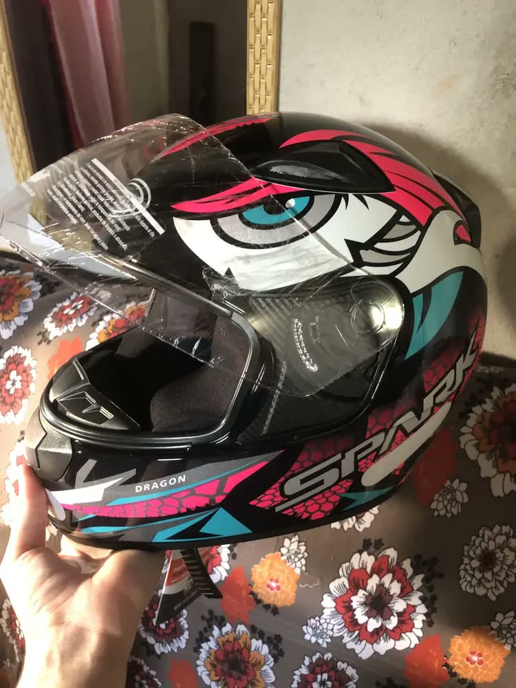 foto de Capacete Integral EBF New Spark Dragon Esportivo Rosa com Narigueira (56 cm)