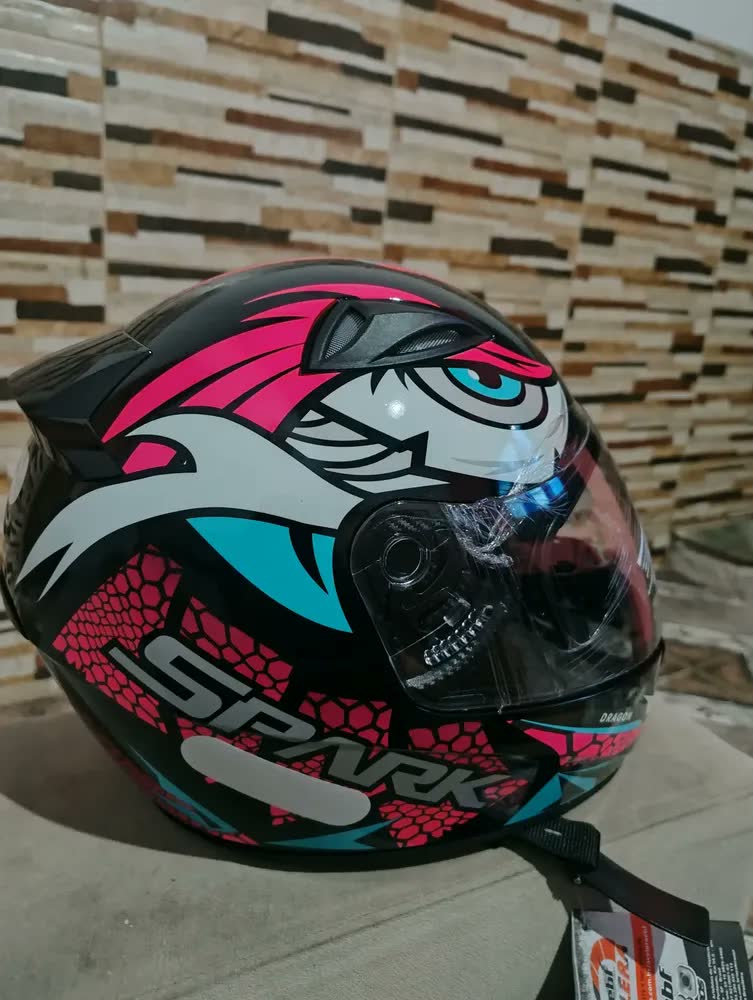 foto de Capacete Integral EBF New Spark Dragon Esportivo Rosa com Narigueira (56 cm)