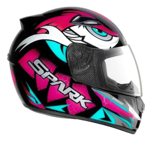 Capacete Integral EBF New Spark Dragon Esportivo Rosa com Narigueira (56 cm)