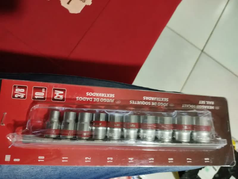 foto de Jogo Kit Chave Soquete Curto 3/8 Sextavado 8-19mm 10 Peças