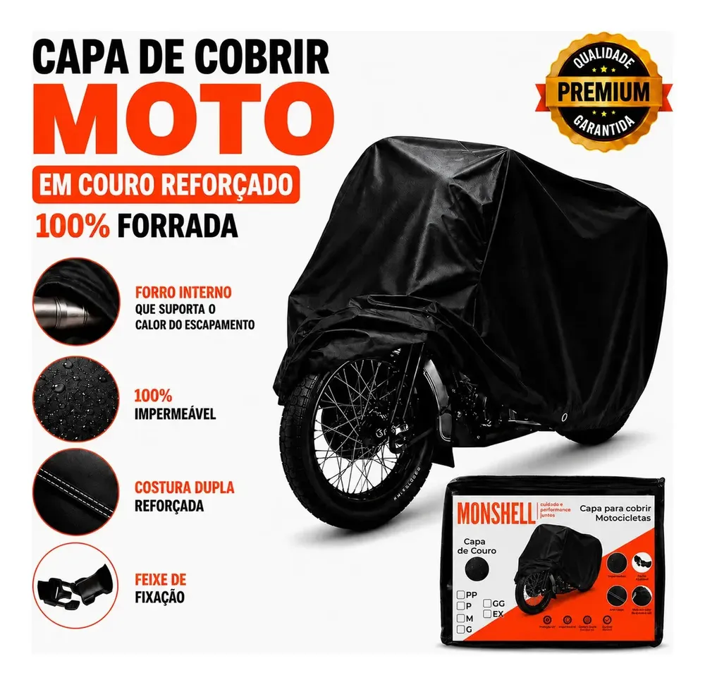 Capa moto couro PROTEGE Impermeável cor Preto G