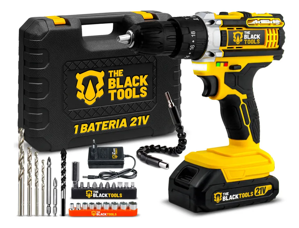 Parafusadeira E Furadeira Impacto The Black Tools Tb-21pw 3/8 Cor Amarelo Frequência 50/60 Hz