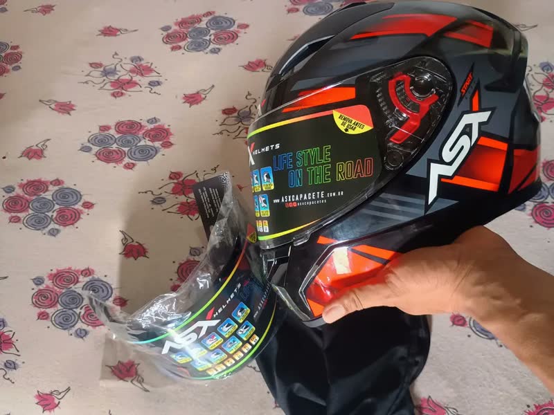 foto de Capacete Moto Asx City Start  Brilho Preto Cinza + Viseira