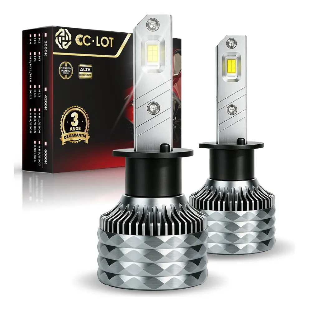 Par Lâmpada Led H4 H7 H1 H11 Farol Carro Canbus Premium 200w