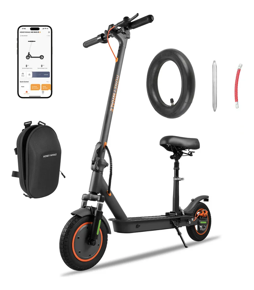 Honeywhale M2 Max-b Patinete Eletrico Adulto, 500w Scooter Eletrica Com Motor(MAX), 32 Km Autonomia, 32 Km/h Velocidade Máxima , Honey Whale Patinete Elétrico Dobrável Com APP Bluetooth