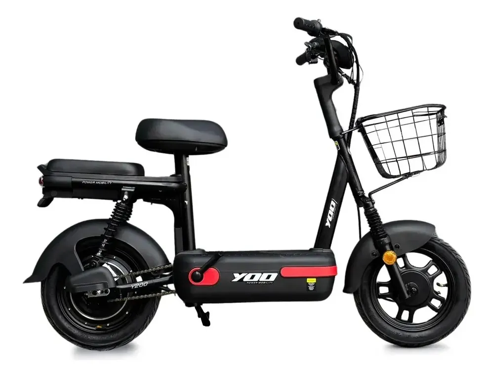Bicicleta Elétrica Yoo Mobility Y-200 350w Farol Led Scooter Cor Preto