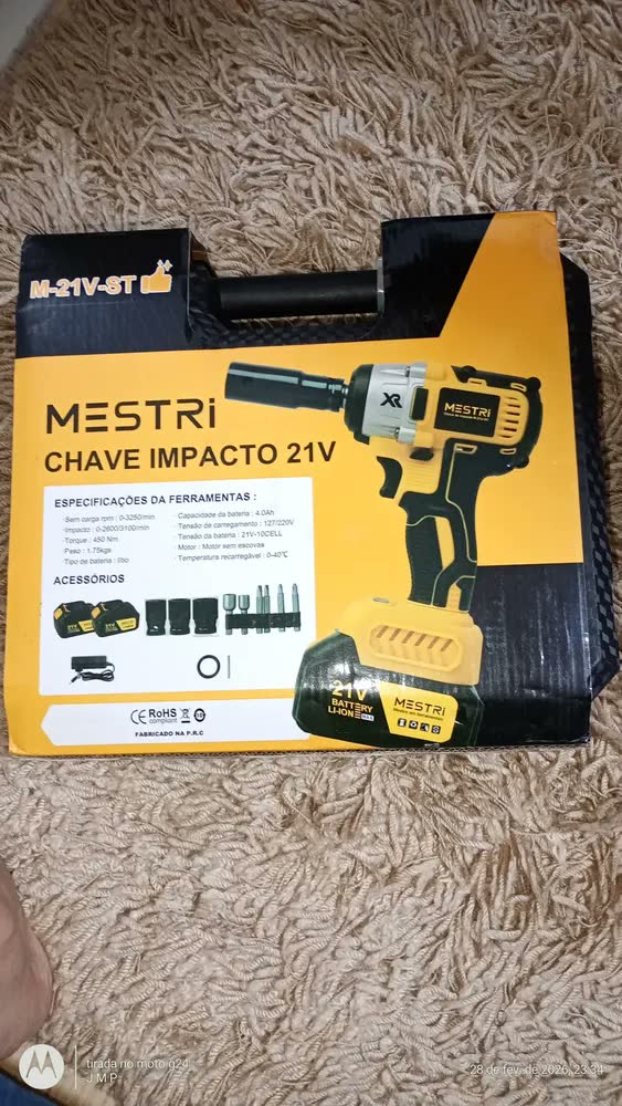 foto de Chave de Impacto MESTRI M-21V Brushless a Bateria 21V de 4Ah com 2 Baterias e Maleta
