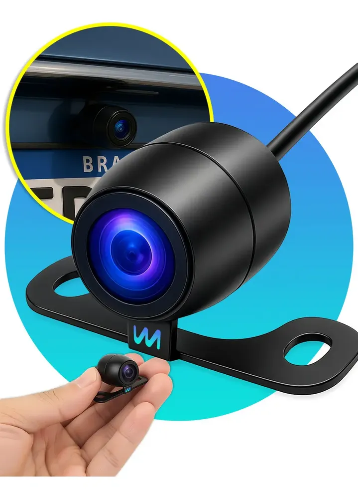 Câmera De Ré Borboleta Hd Universal À Prova D’água Colorida 170° Noturna Compacta Fácil Instalação Rca Cabo 6m Segurança Estacionamento Carro Monitor Wmix Eletrônicos