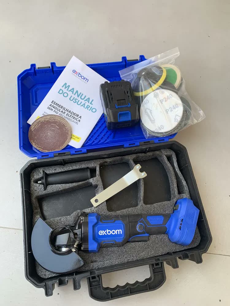 foto de Esmerilhadeira Elétrica Angular Sem Fio Profissional Com 2 Baterias Several Importados Azul 50/60hz