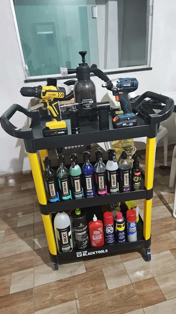foto de Carrinho Detailers Mecânico Aberto Com 3 Prateleiras Bcf300 The Black Tools