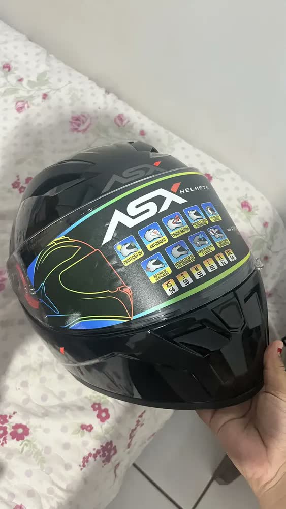 foto de Capacete Asx City Solid Preto Brilhante + Viseira Fumê Tamanho Do Capacete 58