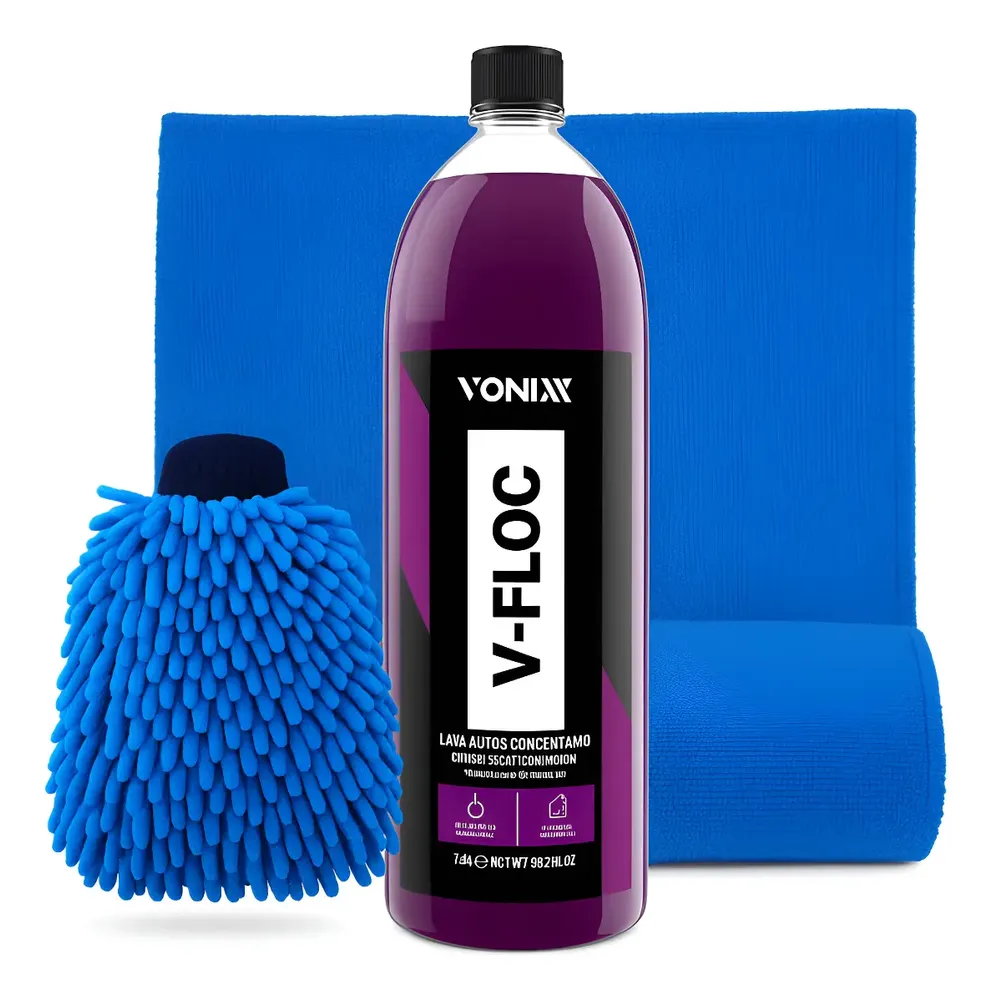 Shampoo Automotivo Vonixx V-FLOC 1,5L + Toalha + Luva Microfibra