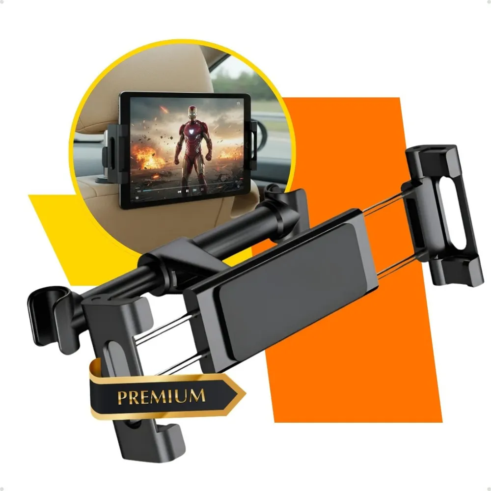 Suporte Veicular Para Encosto Do Banco Traseiro Cabeça 360 Graus Carro Para Tablet iPad Celular Viagens Longas Criança Assistir Compatível iPhone Samsung Xiaomi Poco Motorola Cor Preto Ice Coorel