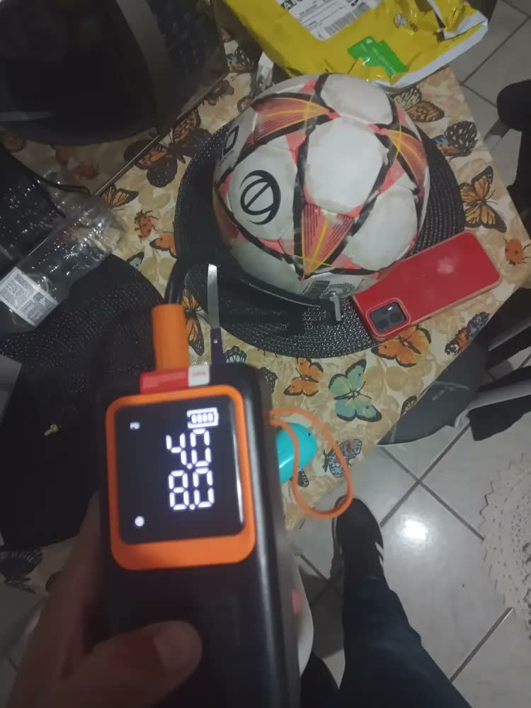 foto de Compressor Portátil 150PSI Bomba De Ar E Inflador De Pneus Turbo Air Automotivo Para Carro, Moto, Bicicleta E Bola, Calibrador Inteligente