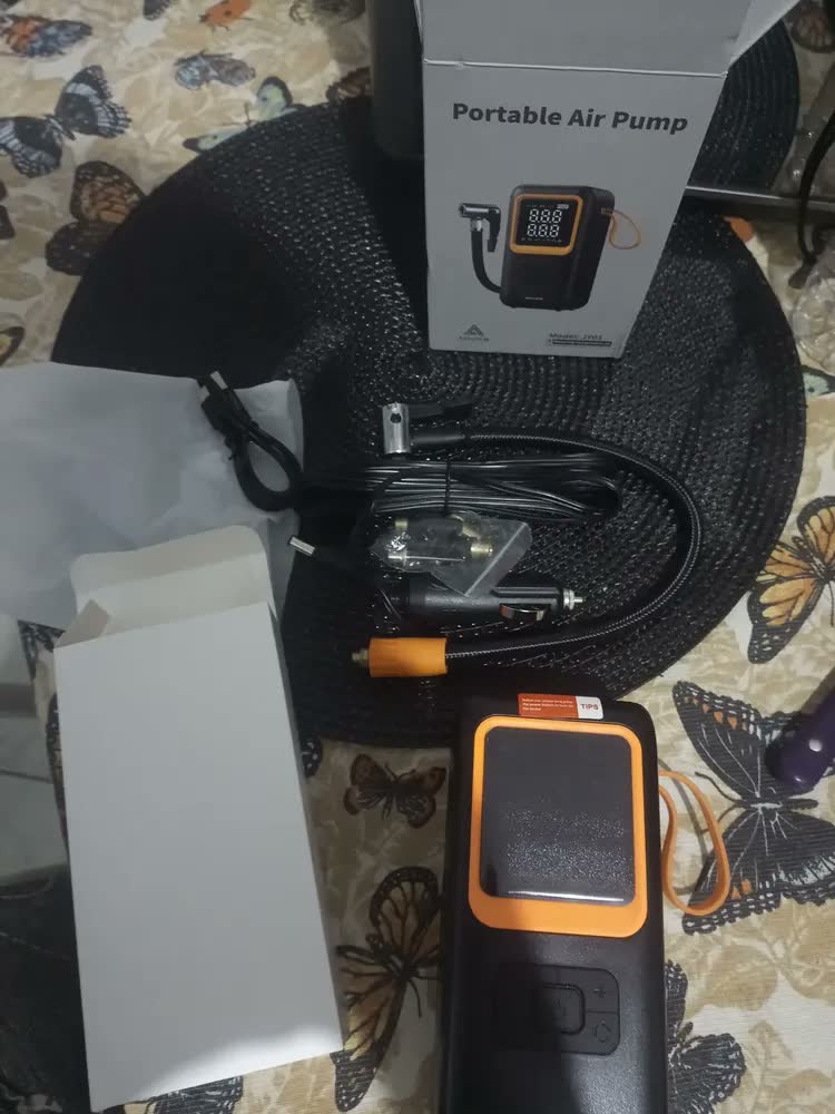 foto de Compressor Portátil 150PSI Bomba De Ar E Inflador De Pneus Turbo Air Automotivo Para Carro, Moto, Bicicleta E Bola, Calibrador Inteligente