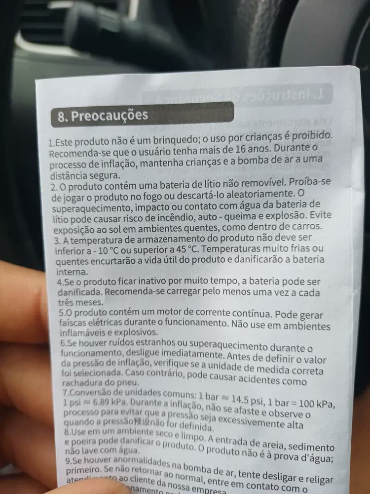 foto de Compressor Portátil 150PSI Bomba De Ar E Inflador De Pneus Turbo Air Automotivo Para Carro, Moto, Bicicleta E Bola, Calibrador Inteligente