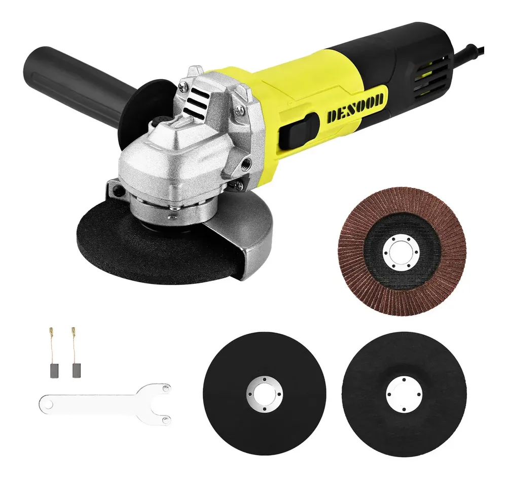 Esmerilhadeira Angular Profissional 1100w Reais Motor De Cobre 115mm Com Protetor Punho Auxiliar E Trava De Eixo Kit Completo 220v Desoon
