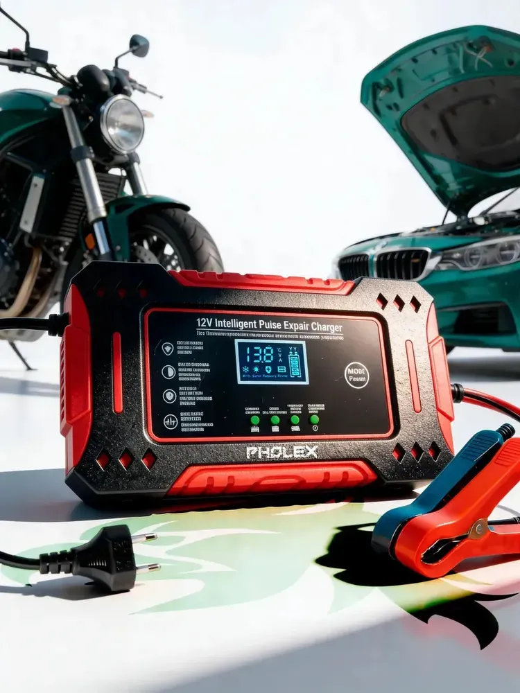 Carregador Inteligente Bateria 12v 6a Portátil Rápido Automotiva Carro Moto Empilhadeira Caminhão Jet Sky Pholex