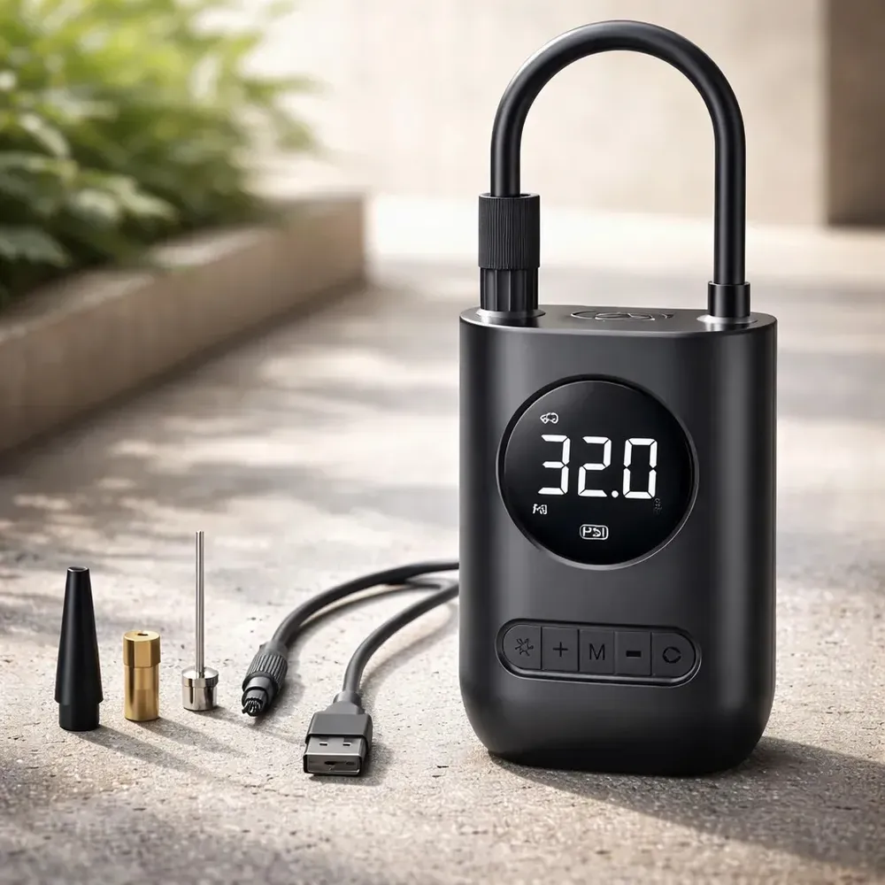 Mini Compressor De Ar Portátil Carro Moto Bicicleta Preto Monofásica