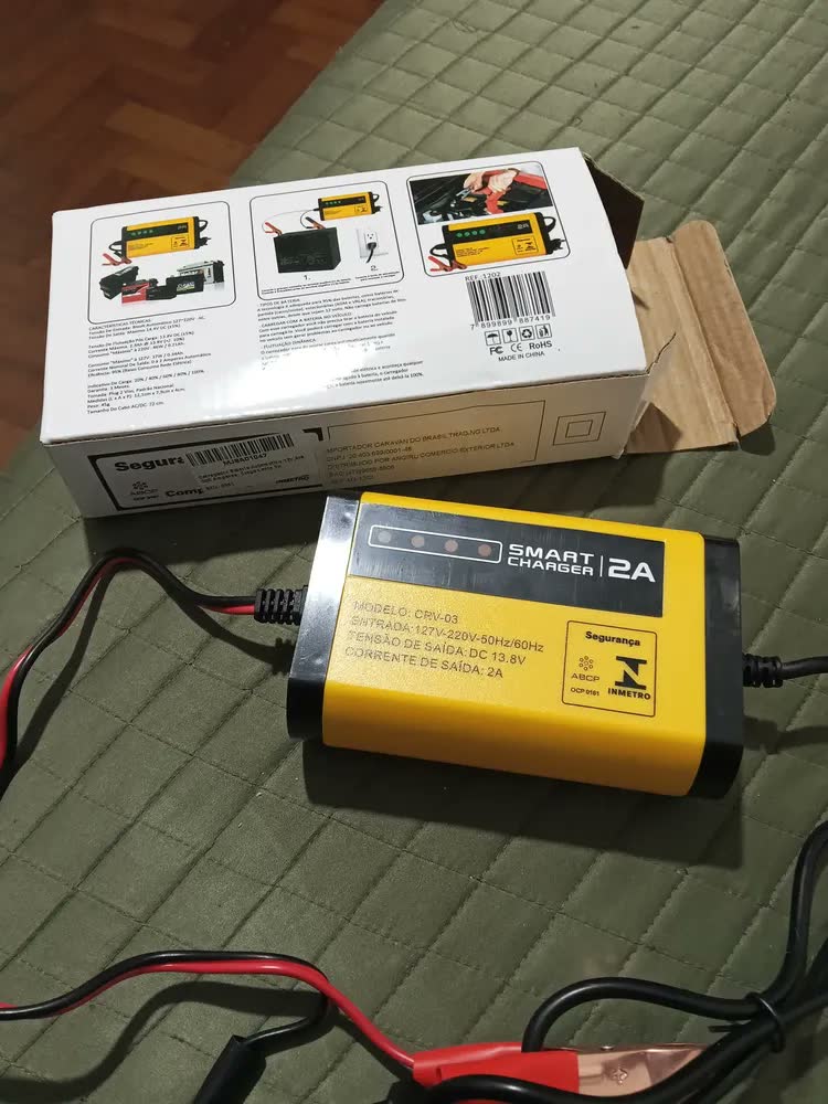 foto de Carregador Bateria Automotivo 12v Até 300 Amperes, Carga Lenta 2a, Inteligente, Portátil, Carro, Moto, Caminhão, Jet Sky, Empilhadeira, Bivolt 110/220v - Good Vision