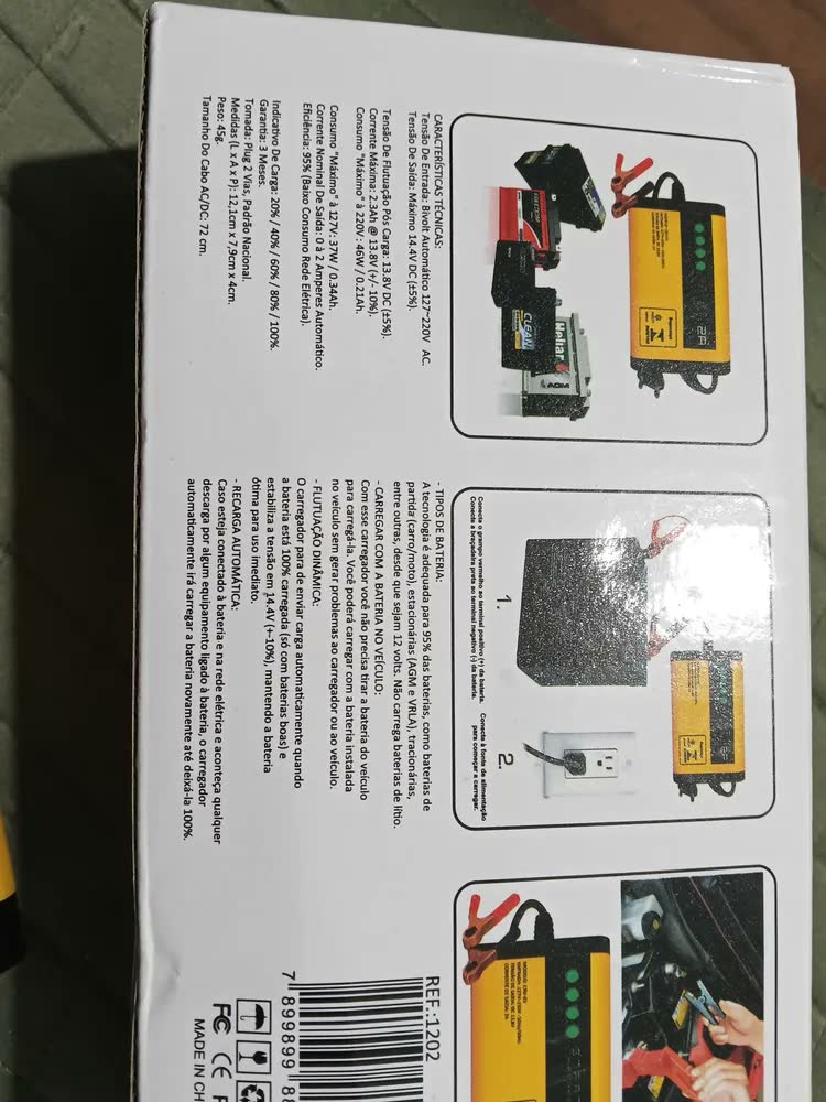 foto de Carregador Bateria Automotivo 12v Até 300 Amperes, Carga Lenta 2a, Inteligente, Portátil, Carro, Moto, Caminhão, Jet Sky, Empilhadeira, Bivolt 110/220v - Good Vision