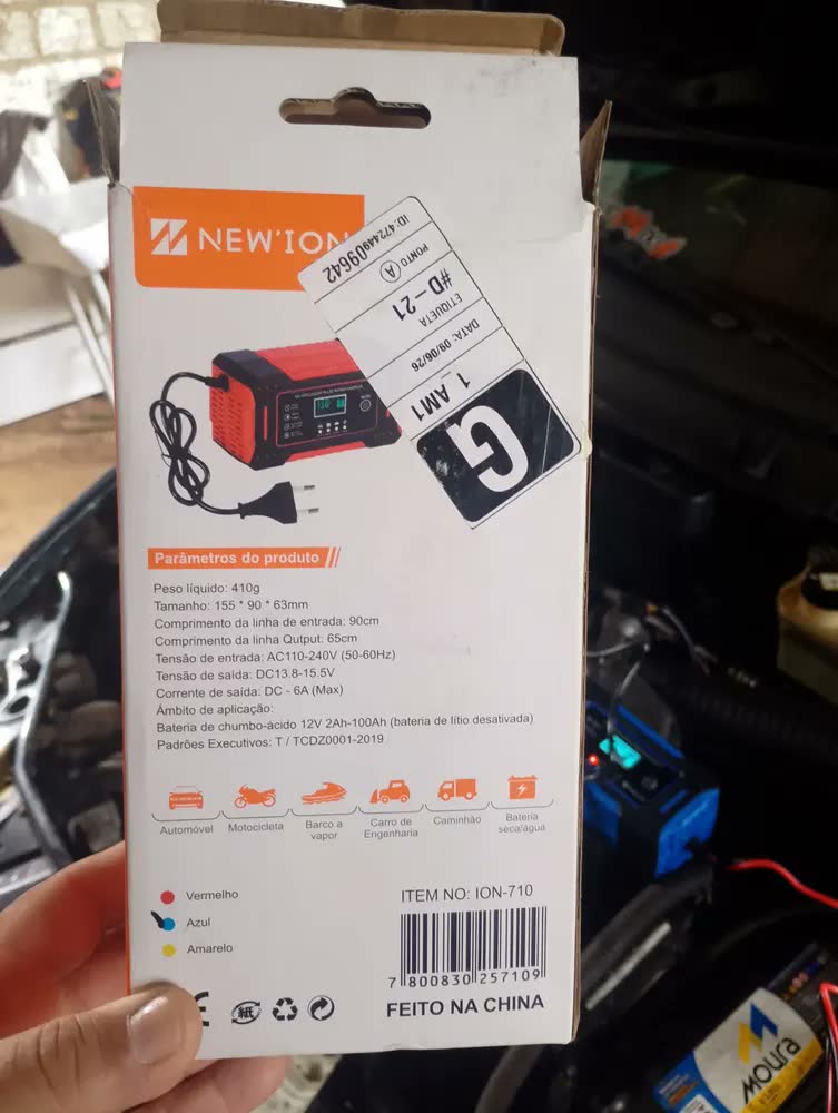 foto de Carregador Inteligente De Bateria Good Vision 12v 6a Automotivo Digital Lcd Para Carro Caminhão Moto Carga Rápida Portátil Para Auxiliar Partida Lenta Emergência - Bivolt