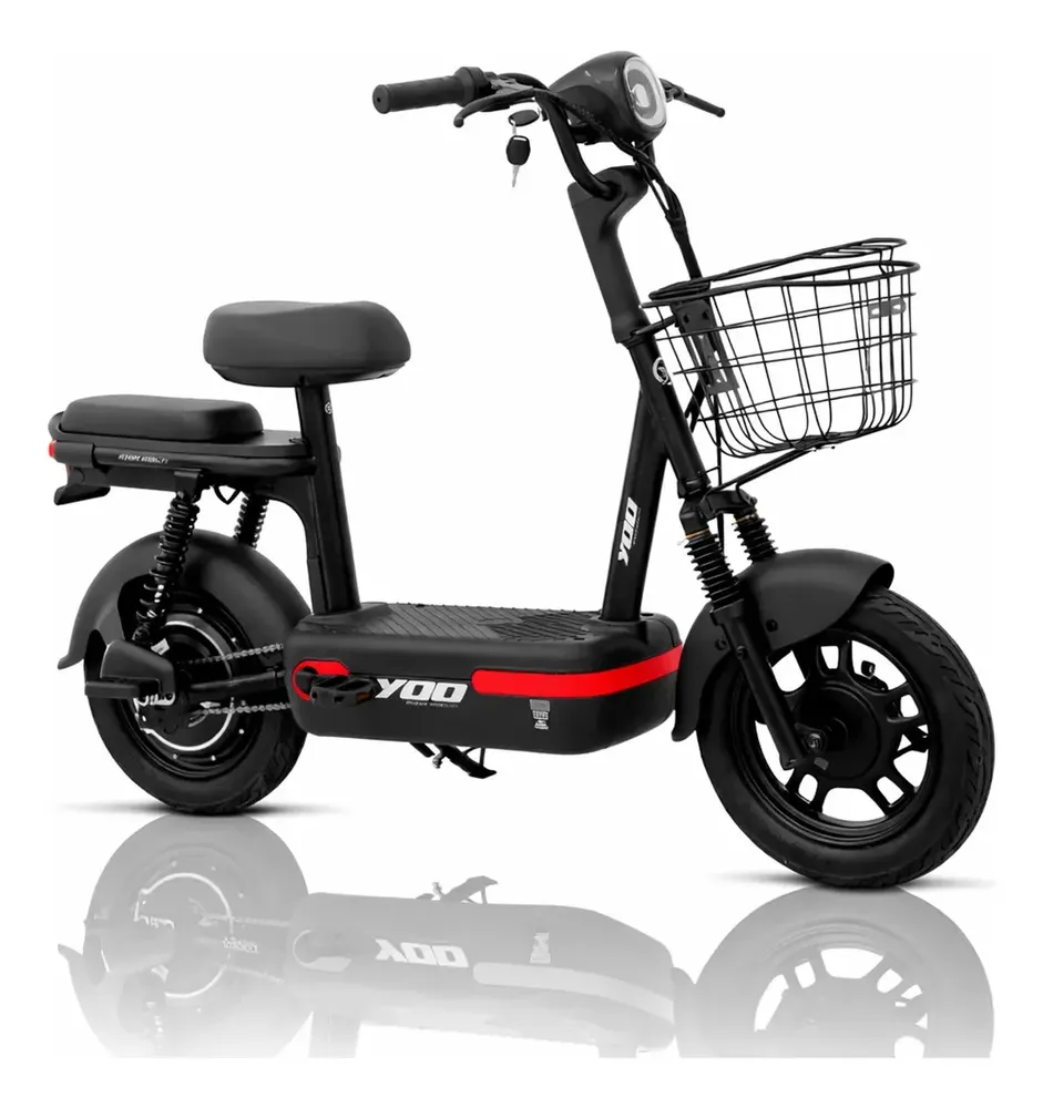 Bicicleta Elétrica Yoo Mobility Y-200 350w Farol Led Scooter Cor Vermelho