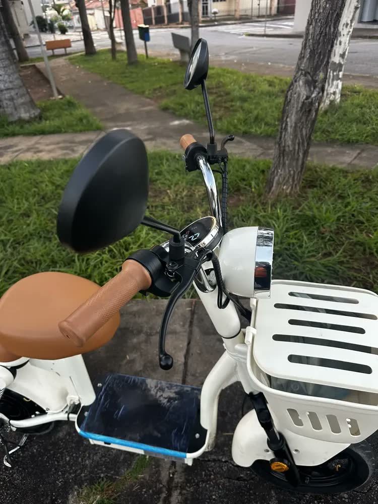 foto de Bicicleta elétrica adulto motor 1200W, autonomia 90-100km bateria lítio, NFC duplo, freios a tambor e amortecedores de mola dianteiro/traseiro, retrovisor, banco traseiro, excelente para subir ladeira